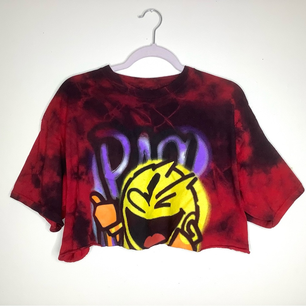 < Cropped Tie Dye Pac Man Tee >